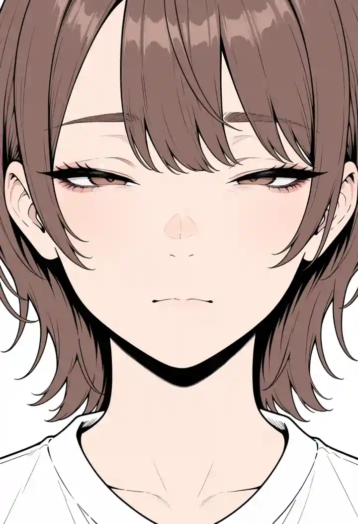 細めた目（narrowed eyes）
