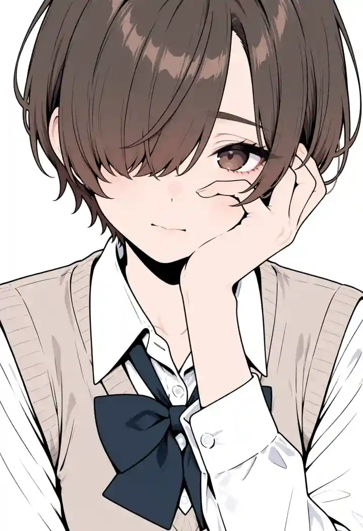 片目隠れ（hair over one eye）
