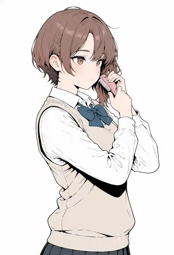 髪をとかす（brushing hair）