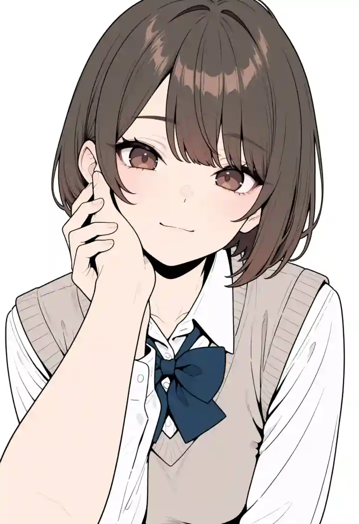 相手の頬に手を添える(hand on another's cheek)