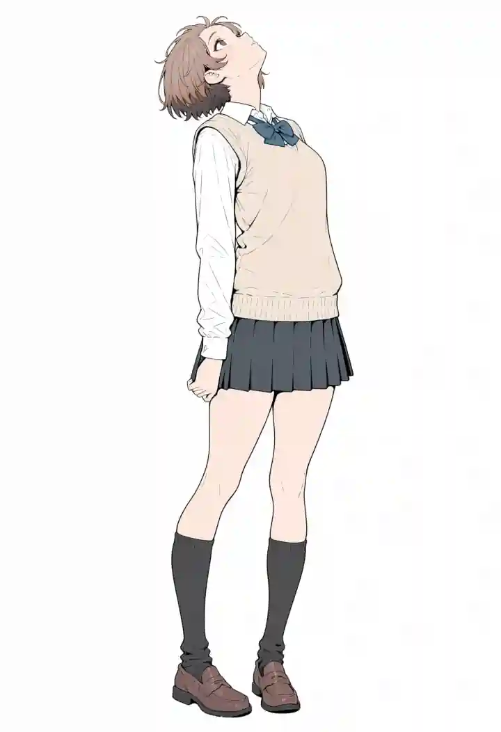 顔を上げる（head back）