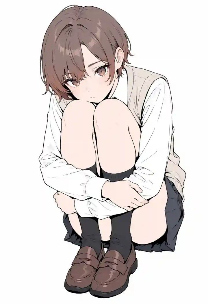 体育座り（hugging own legs）