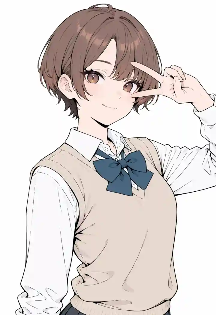 目元でピース（v over eye）